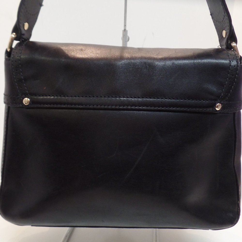 Kate Spade Soft Black Leather Flap Closure Bright Floral Lining Handbag - Picture 5 of 12